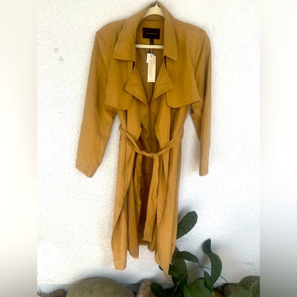 NWT Banana republic trench coat soft toffee color no buttons down front w/ belt - Picture 2 of 5